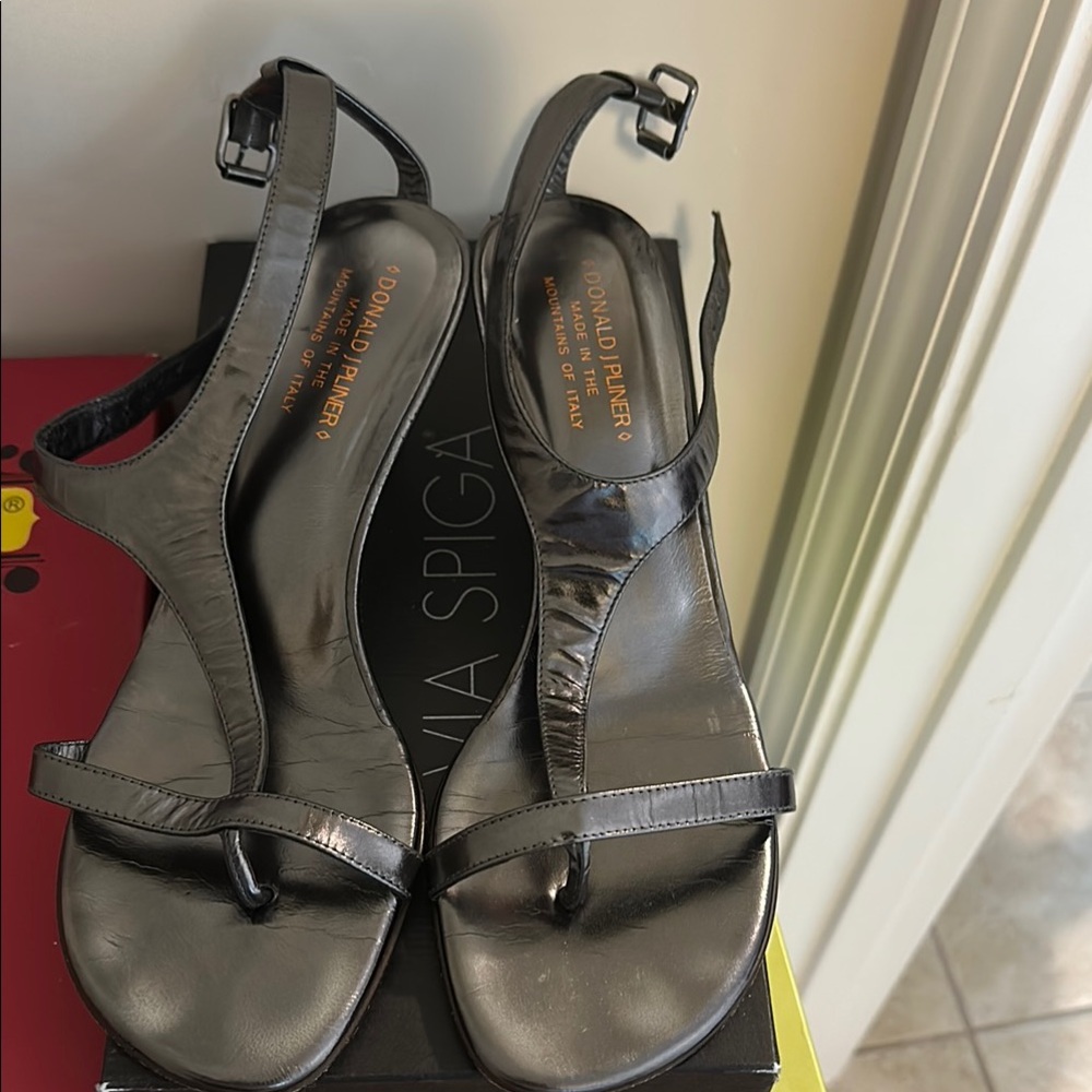 Donald J. Pliner Black Sandals with Ankle Strap